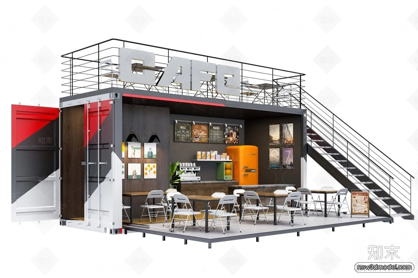 3D Model of Container Coffee – 3D Scene – 006 – VRAY