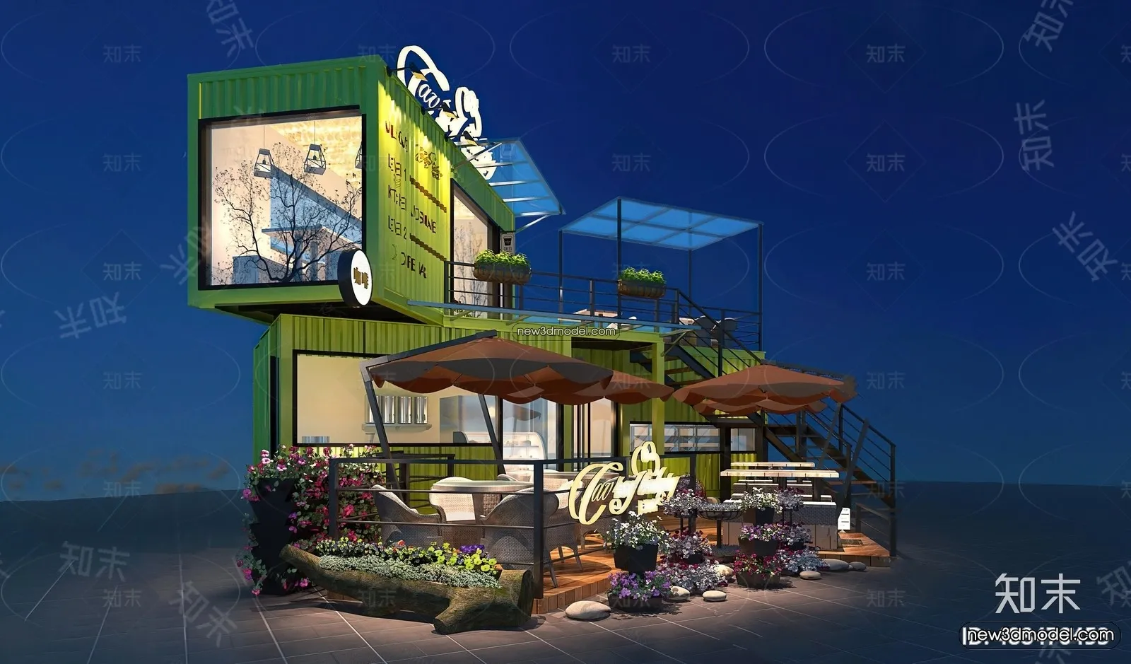 3D Model of Container Coffee – 3D Scene – 007 – VRAY