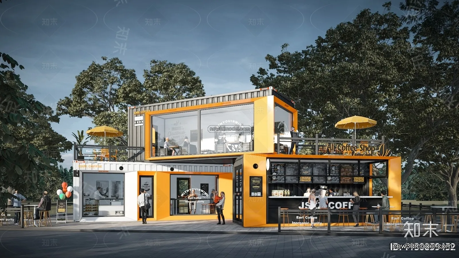 3D Model of Container Coffee – 3D Scene – 051 – VRAY