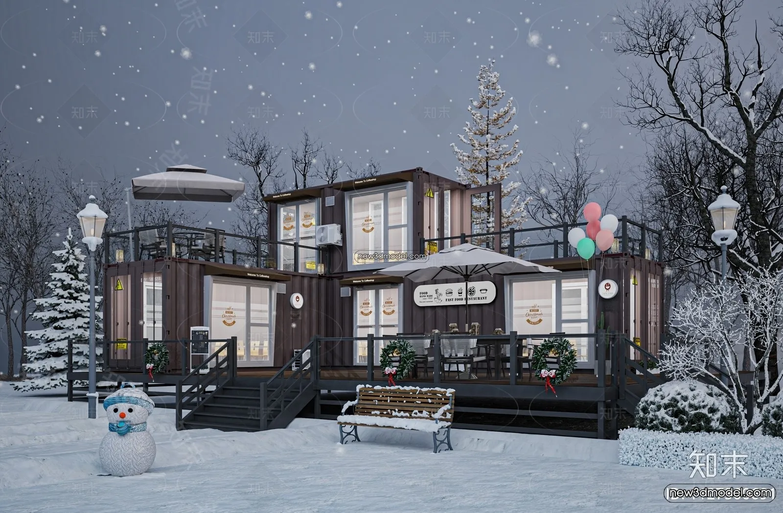 3D Model of Container Coffee – 3D Scene – 067 – VRAY