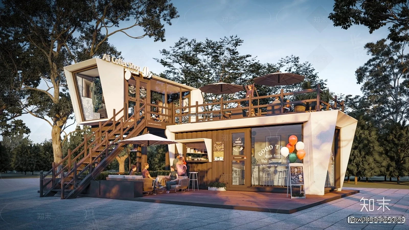 3D Model of Container Coffee – 3D Scene – 078 – VRAY