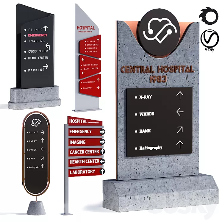3d model of hospital information board for exterior 3D Model 3d model of hospital information board for exterior 3D Model