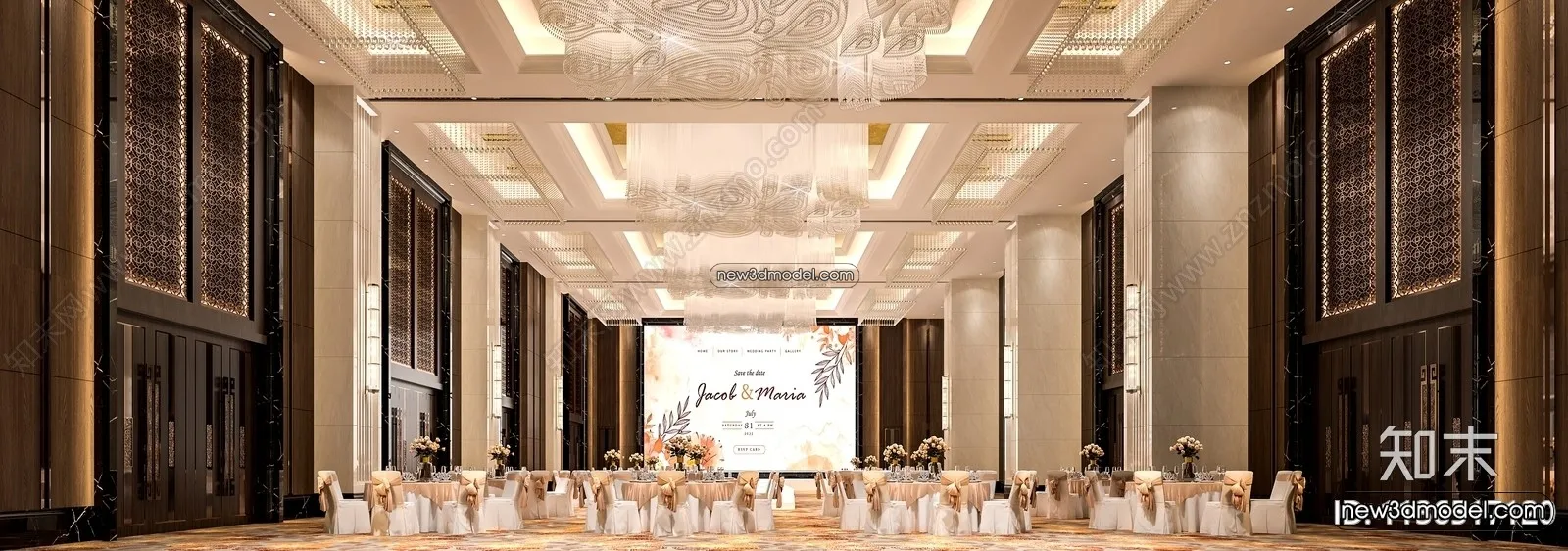 3D Model of Wedding Hall – 3D Scene – 011 – VRAY