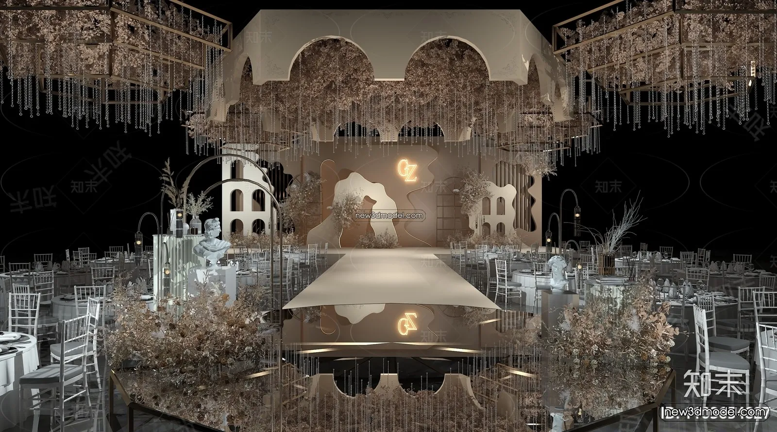 3D Model of Wedding Hall – 3D Scene – 014 – VRAY