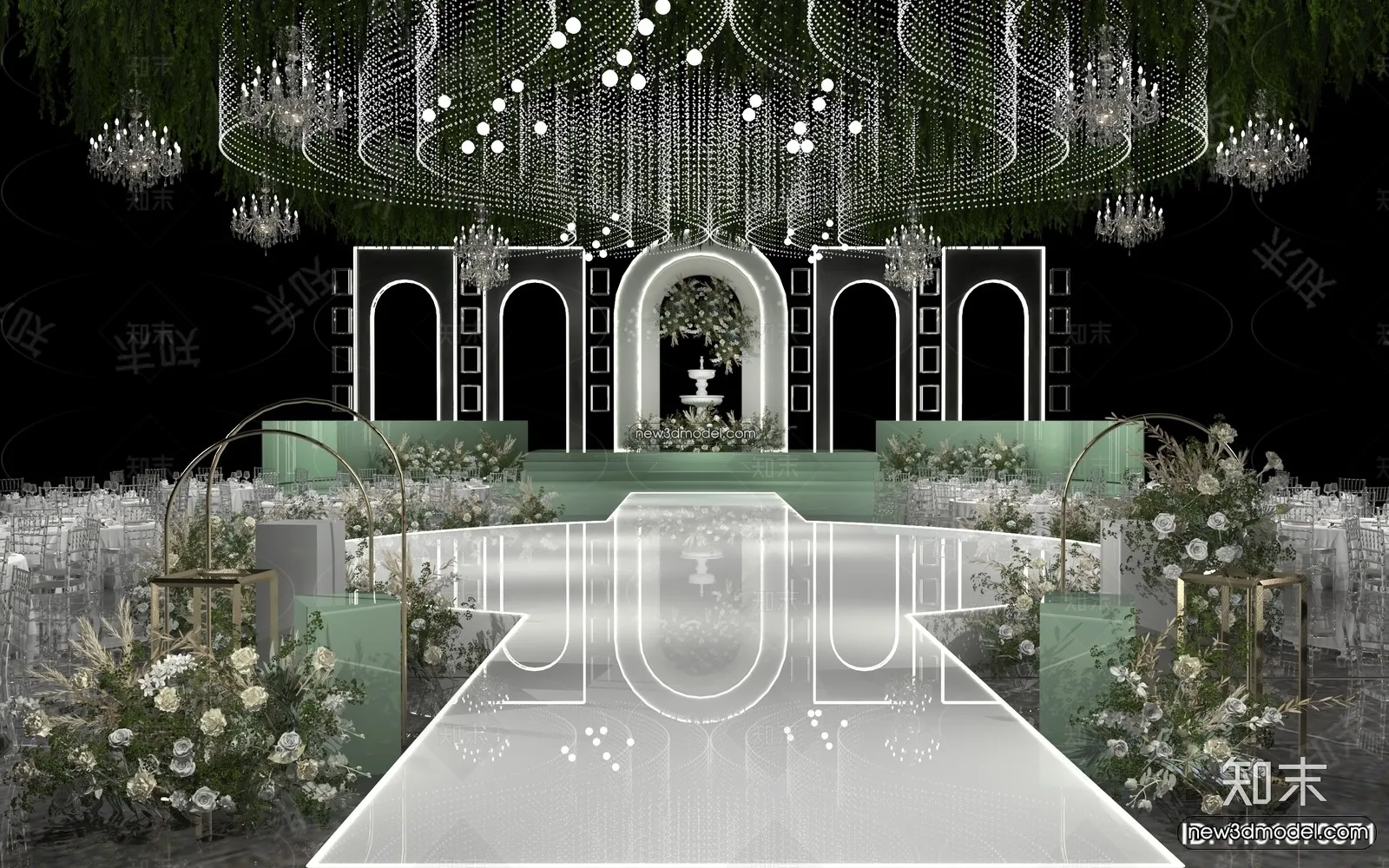 3D Model of Wedding Hall – 3D Scene – 099 – VRAY