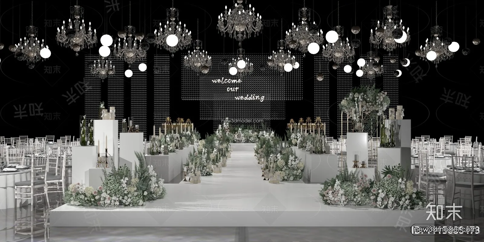 3D Model of Wedding Hall – 3D Scene – 119 – VRAY