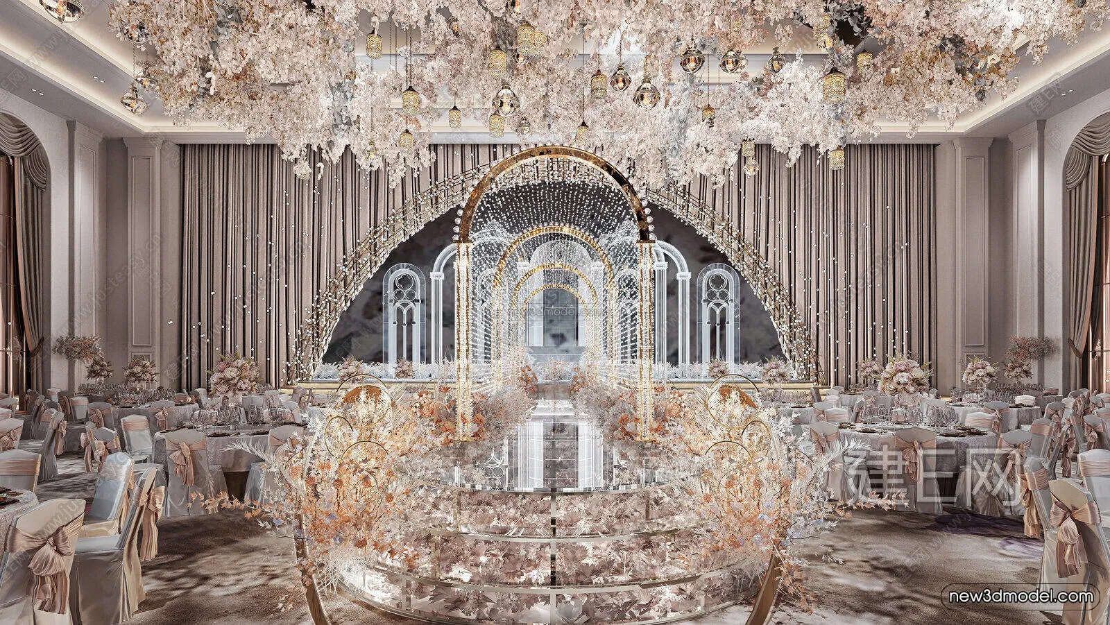 3D Model of Wedding Hall – 3D Scene – 123 – VRAY