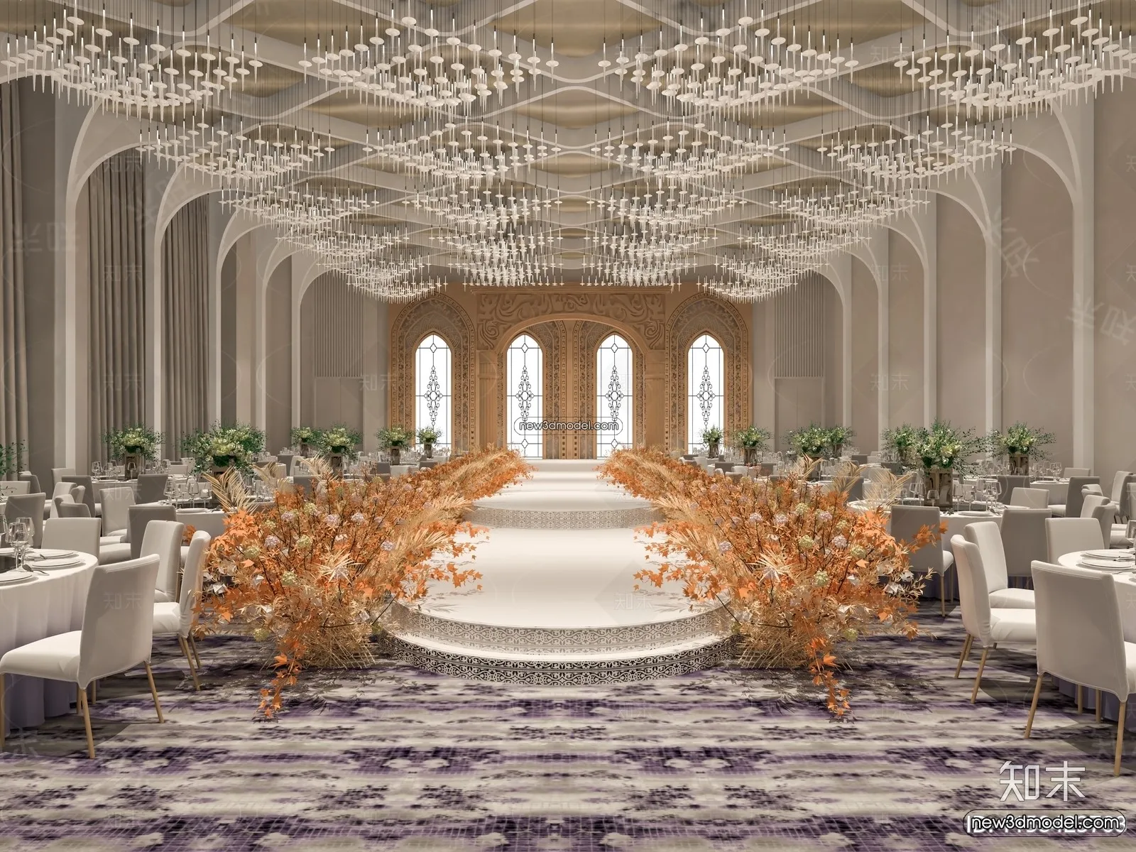 3D Model of Wedding Hall – 3D Scene – 141 – VRAY