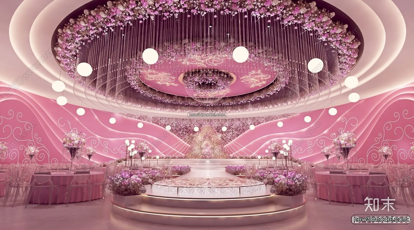 3D Model of Wedding Hall – 3D Scene – 165 – VRAY