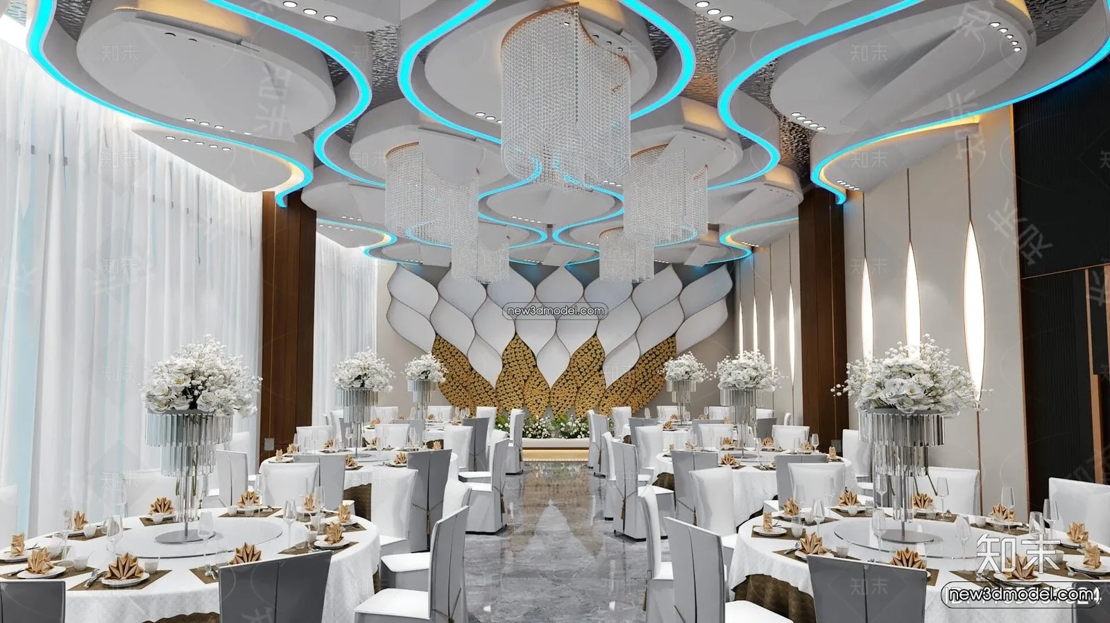 3D Model of Wedding Hall – 3D Scene – 173 – VRAY
