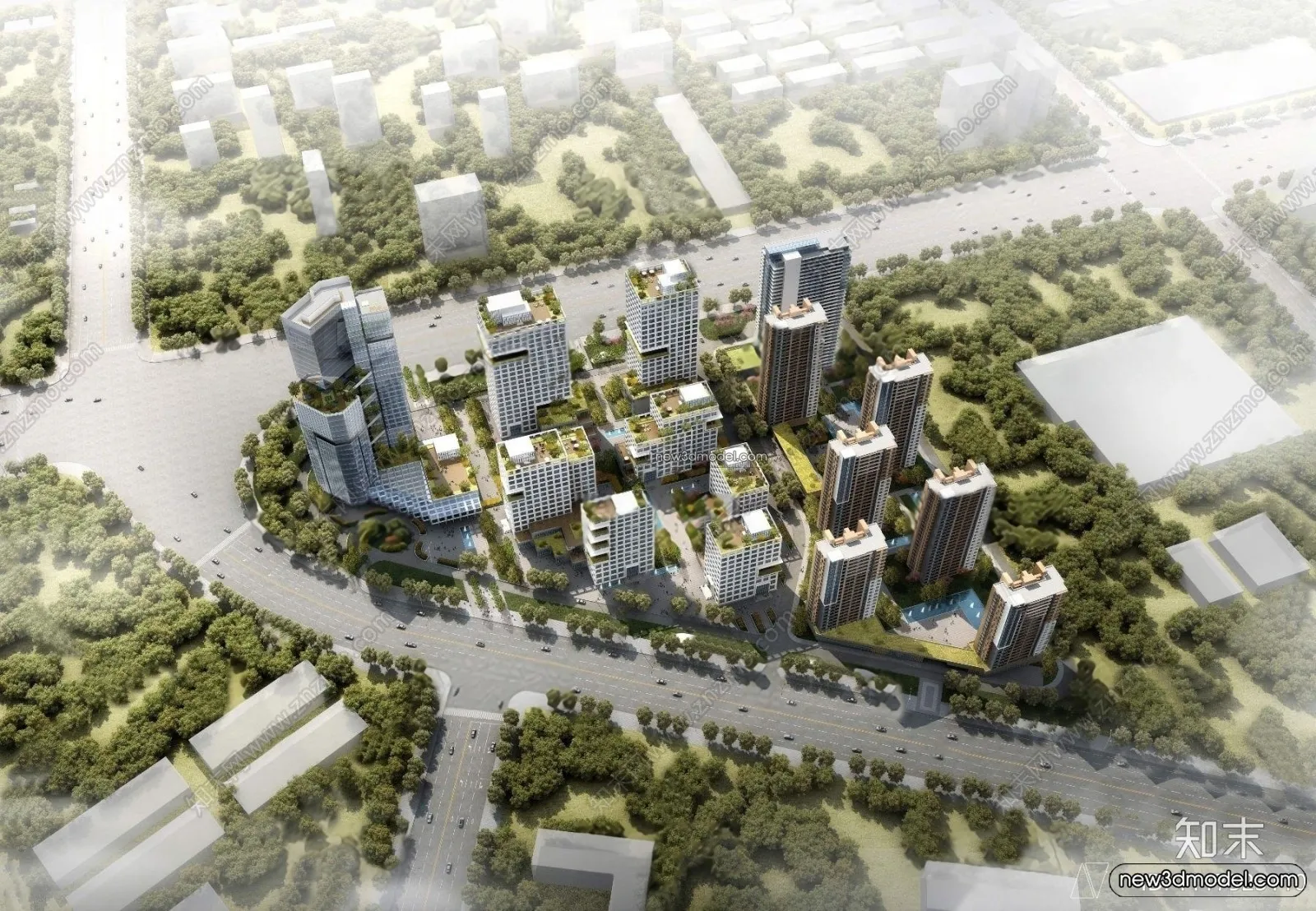 3D Models of Apartment Building – Exterior 3D Scenes – 005 – VRAY