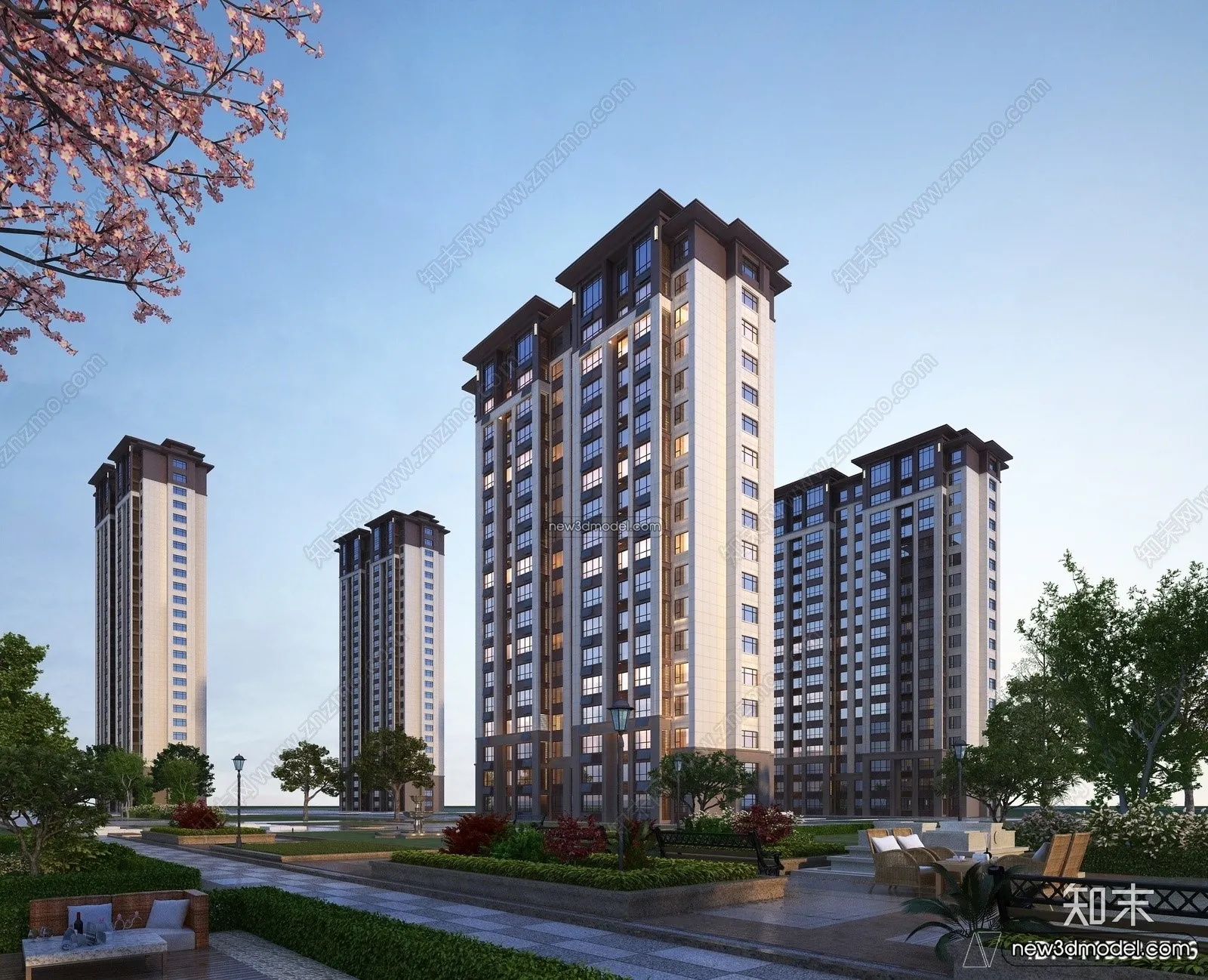 3D Models of Apartment Building – Exterior 3D Scenes – 020 – VRAY