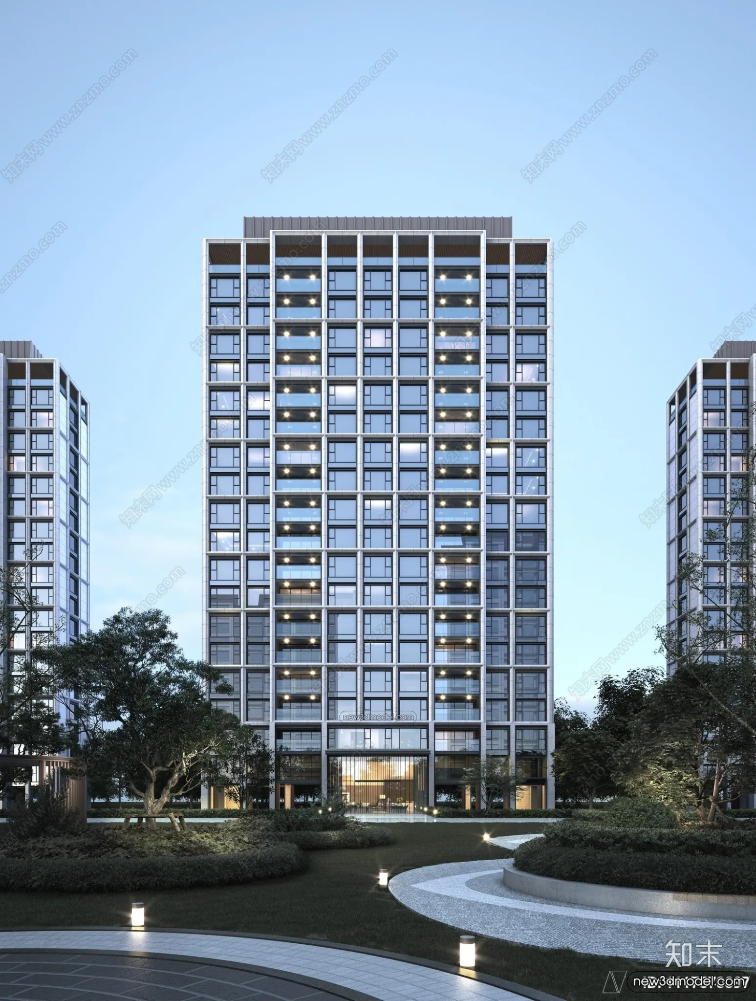 3D Models of Apartment Building – Exterior 3D Scenes – 021 – VRAY