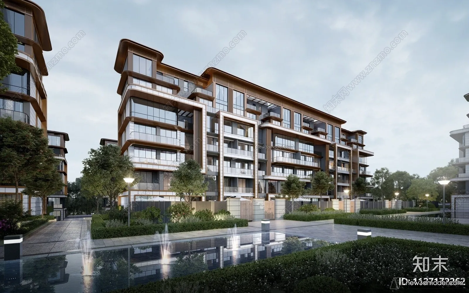 3D Models of Apartment Building – Exterior 3D Scenes – 023 – VRAY