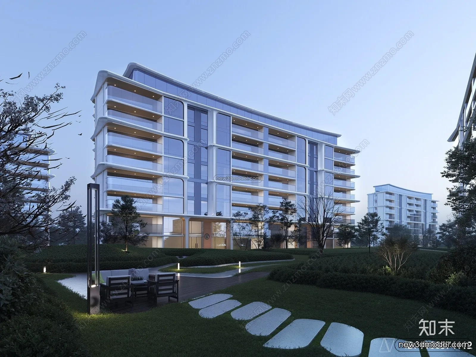 3D Models of Apartment Building – Exterior 3D Scenes – 024 – VRAY