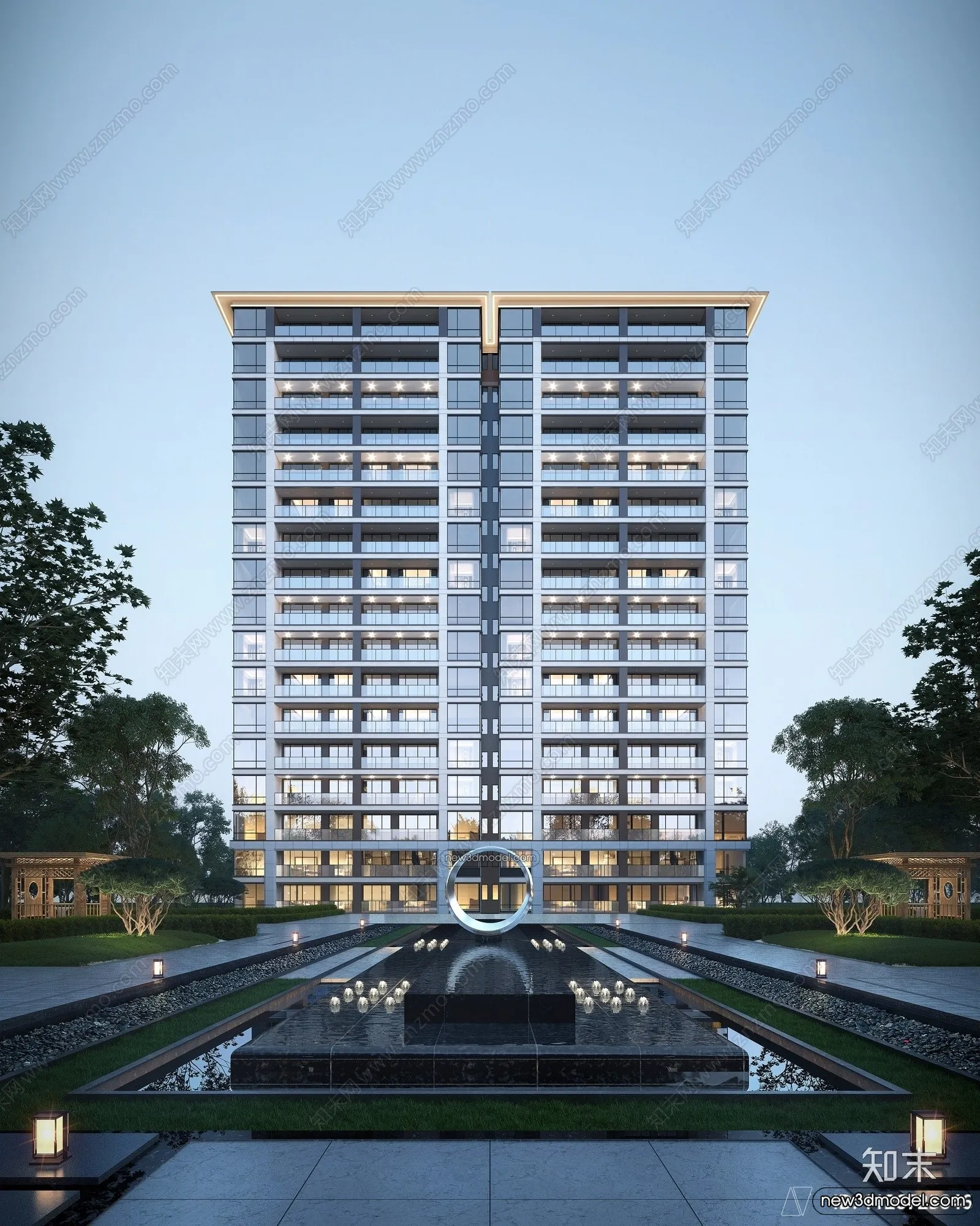 3D Models of Apartment Building – Exterior 3D Scenes – 026 – VRAY