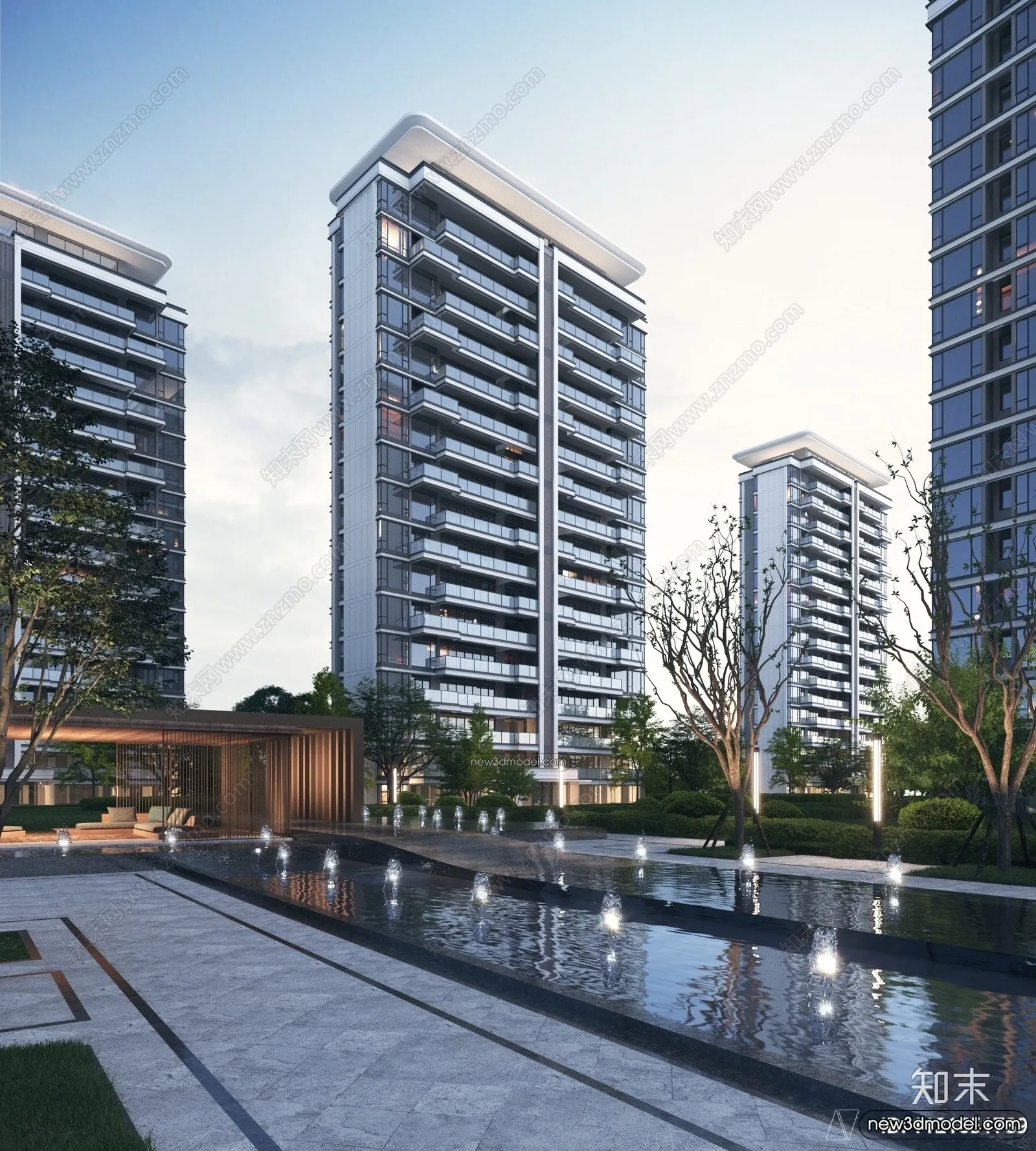 3D Models of Apartment Building – Exterior 3D Scenes – 027 – VRAY