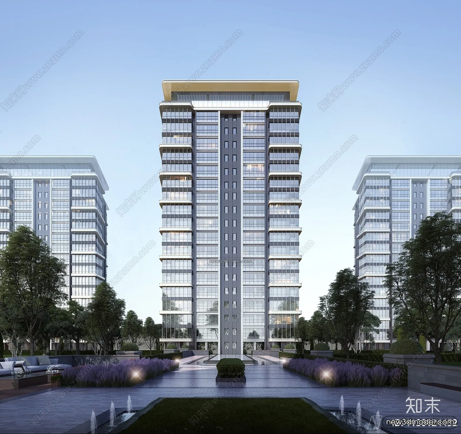 3D Models of Apartment Building – Exterior 3D Scenes – 028 – VRAY