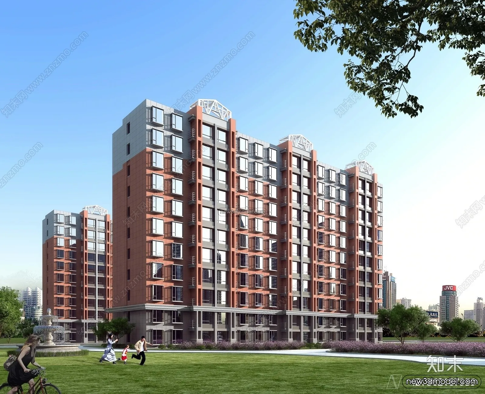 3D Models of Apartment Building – Exterior 3D Scenes – 030 – VRAY