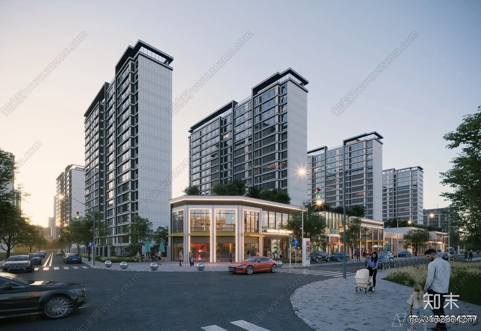 3D Models of Apartment Building – Exterior 3D Scenes – 032 – VRAY