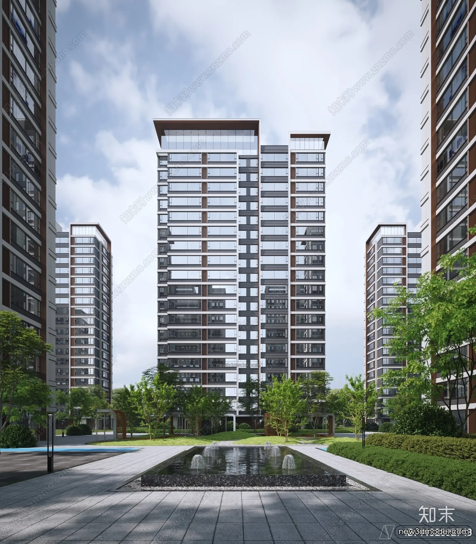 3D Models of Apartment Building – Exterior 3D Scenes – 034 – VRAY