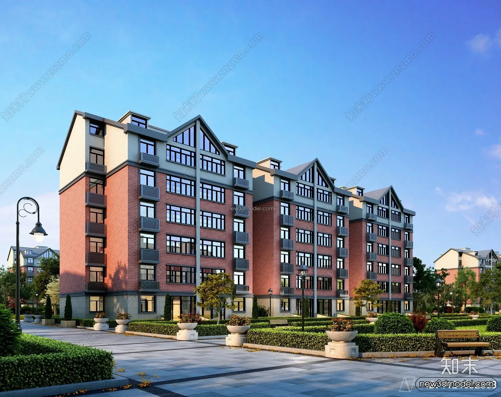 3D Models of Apartment Building – Exterior 3D Scenes – 035 – VRAY