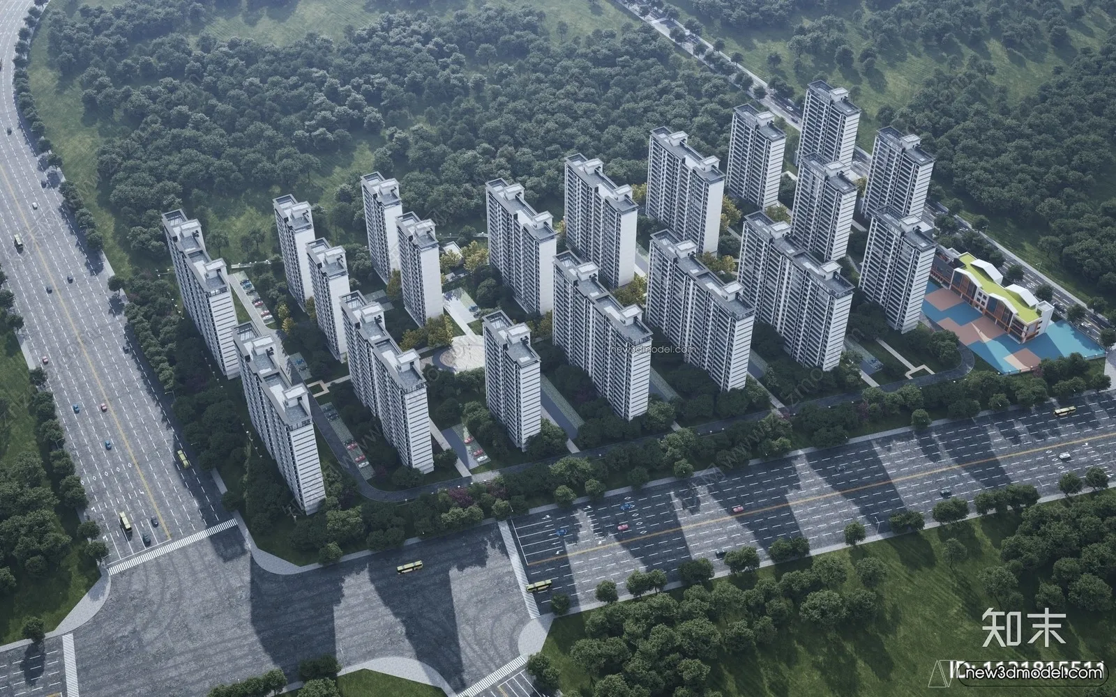 3D Models of Apartment Building – Exterior 3D Scenes – 036 – VRAY