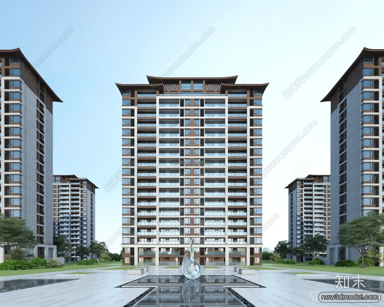 3D Models of Apartment Building – Exterior 3D Scenes – 039 – VRAY