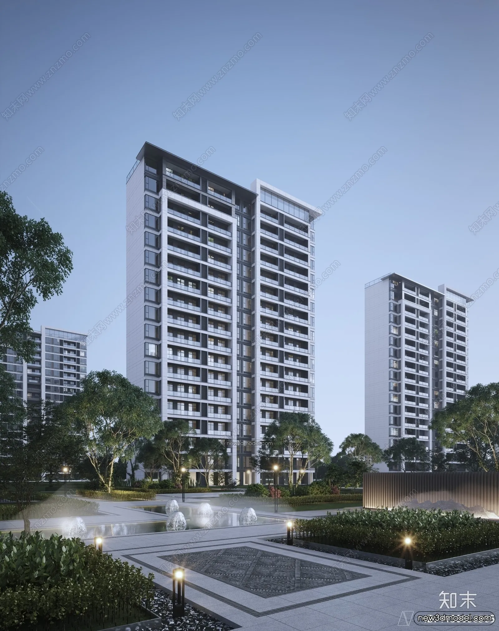 3D Models of Apartment Building – Exterior 3D Scenes – 040 – VRAY