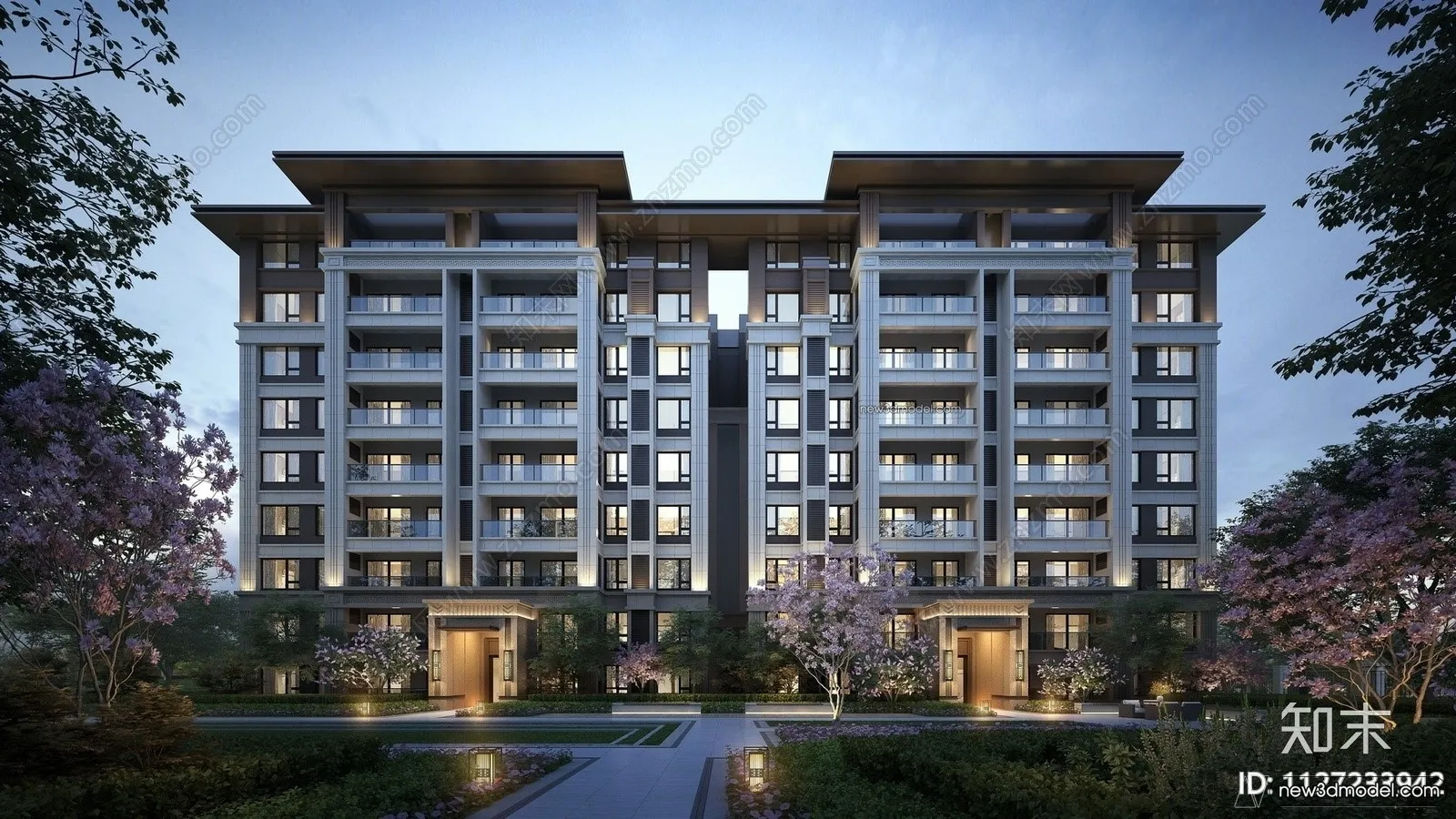 3D Models of Apartment Building – Exterior 3D Scenes – 043 – VRAY