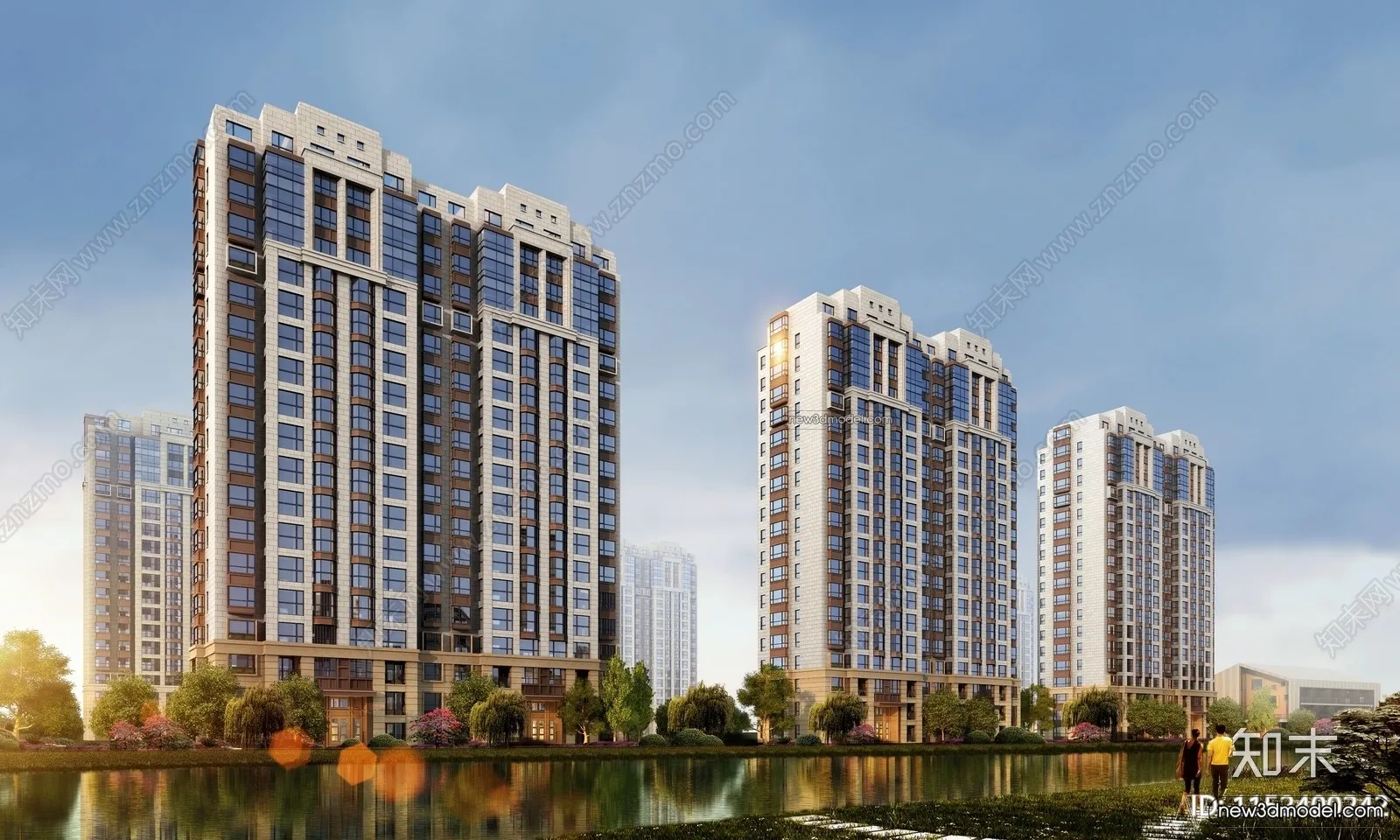 3D Models of Apartment Building – Exterior 3D Scenes – 048 – VRAY