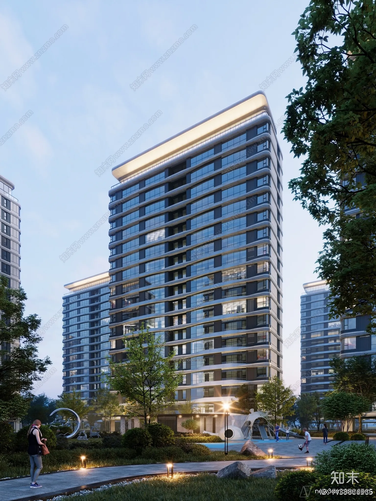 3D Models of Apartment Building – Exterior 3D Scenes – 050 – VRAY