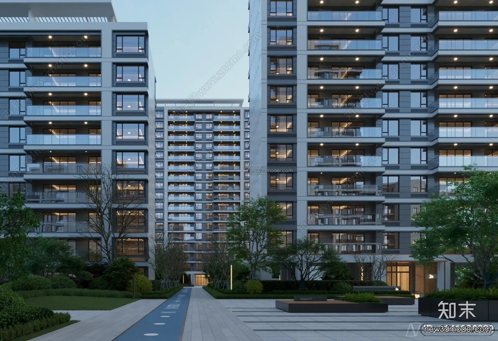 3D Models of Apartment Building – Exterior 3D Scenes – 053 – VRAY