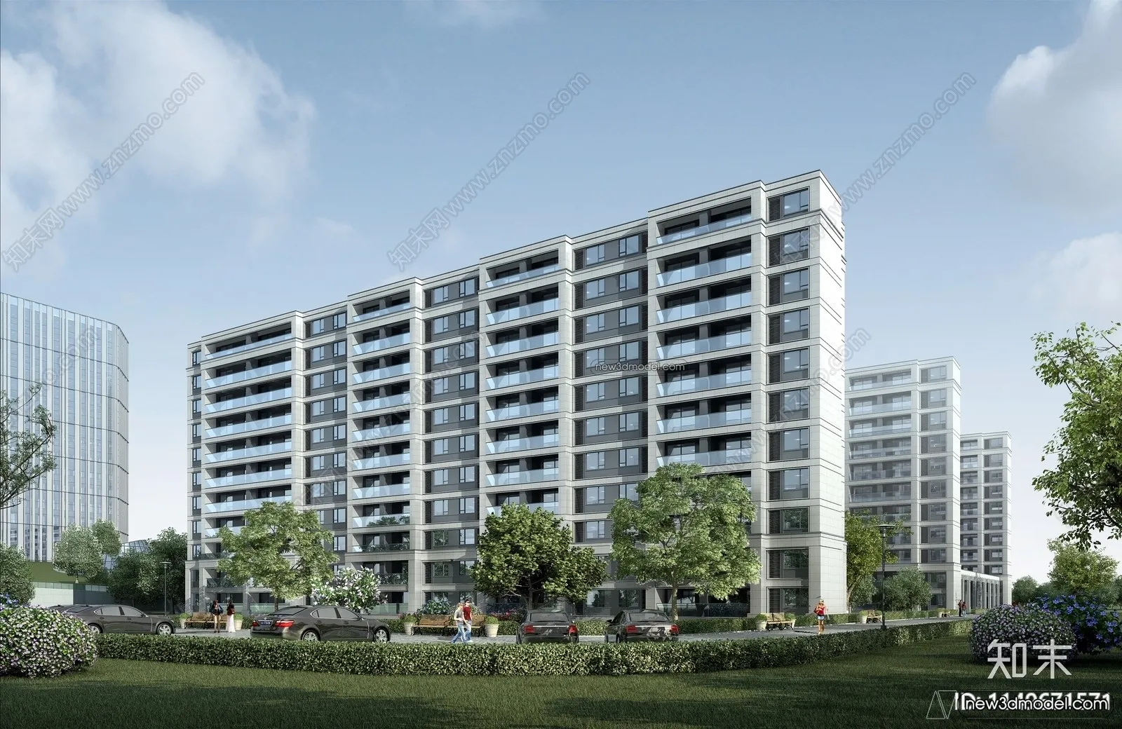 3D Models of Apartment Building – Exterior 3D Scenes – 054 – VRAY