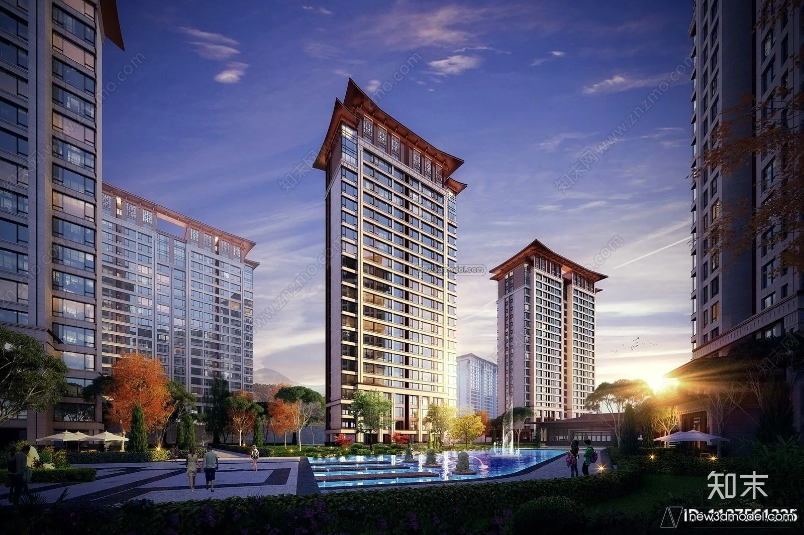 3D Models of Apartment Building – Exterior 3D Scenes – 055 – VRAY