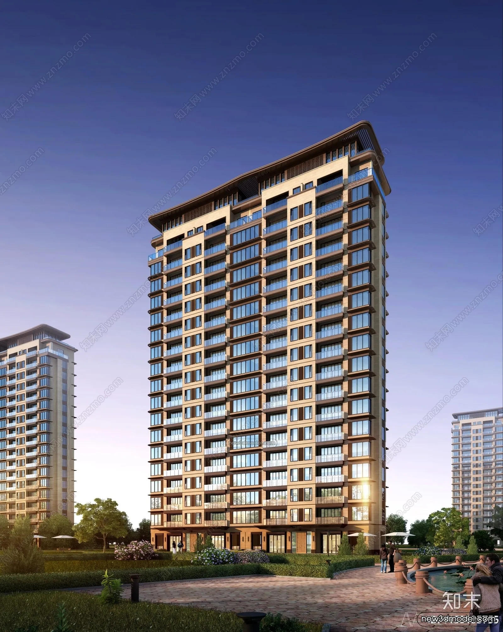 3D Models of Apartment Building – Exterior 3D Scenes – 056 – VRAY