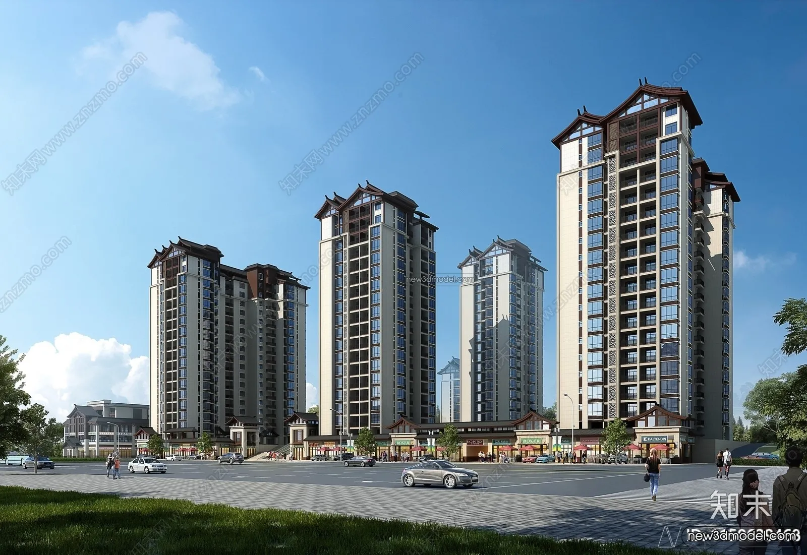 3D Models of Apartment Building – Exterior 3D Scenes – 057 – VRAY