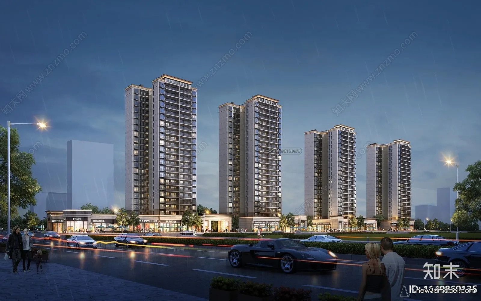 3D Models of Apartment Building – Exterior 3D Scenes – 058 – VRAY