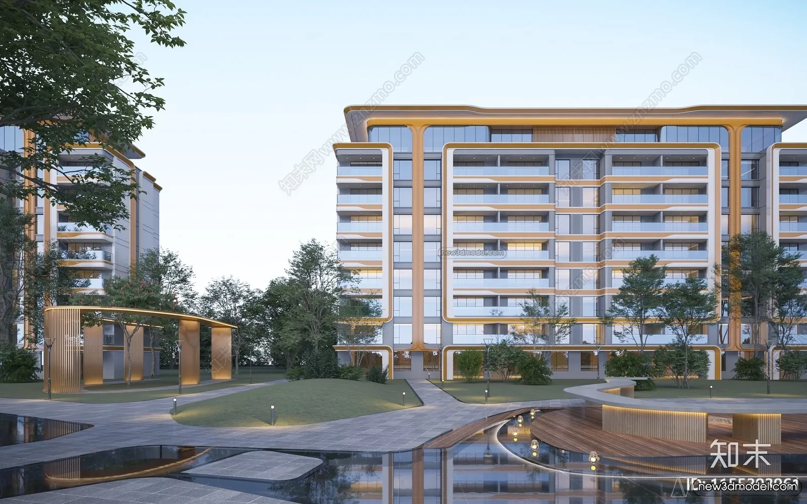 3D Models of Apartment Building – Exterior 3D Scenes – 059 – VRAY