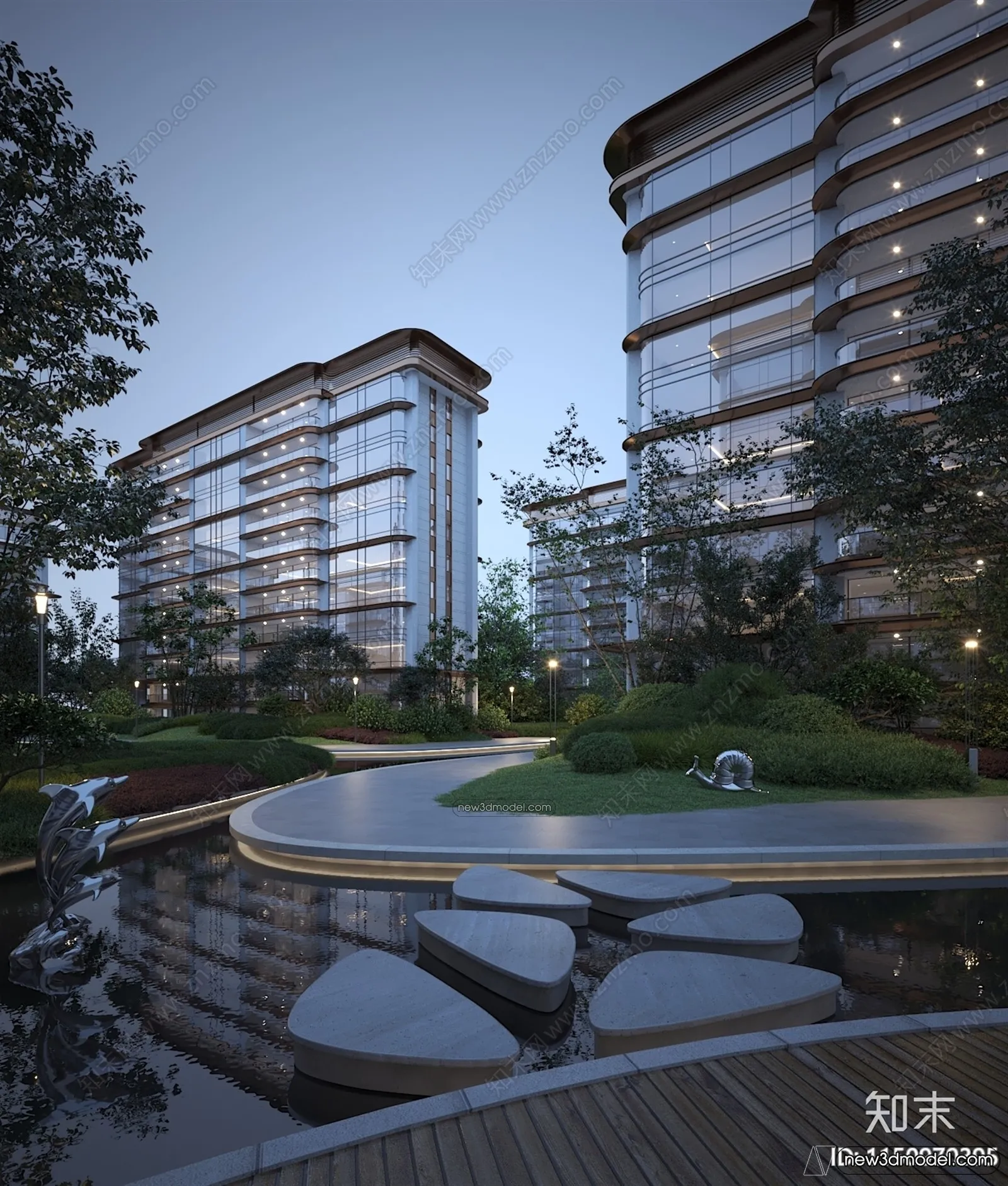 3D Models of Apartment Building – Exterior 3D Scenes – 060 – VRAY