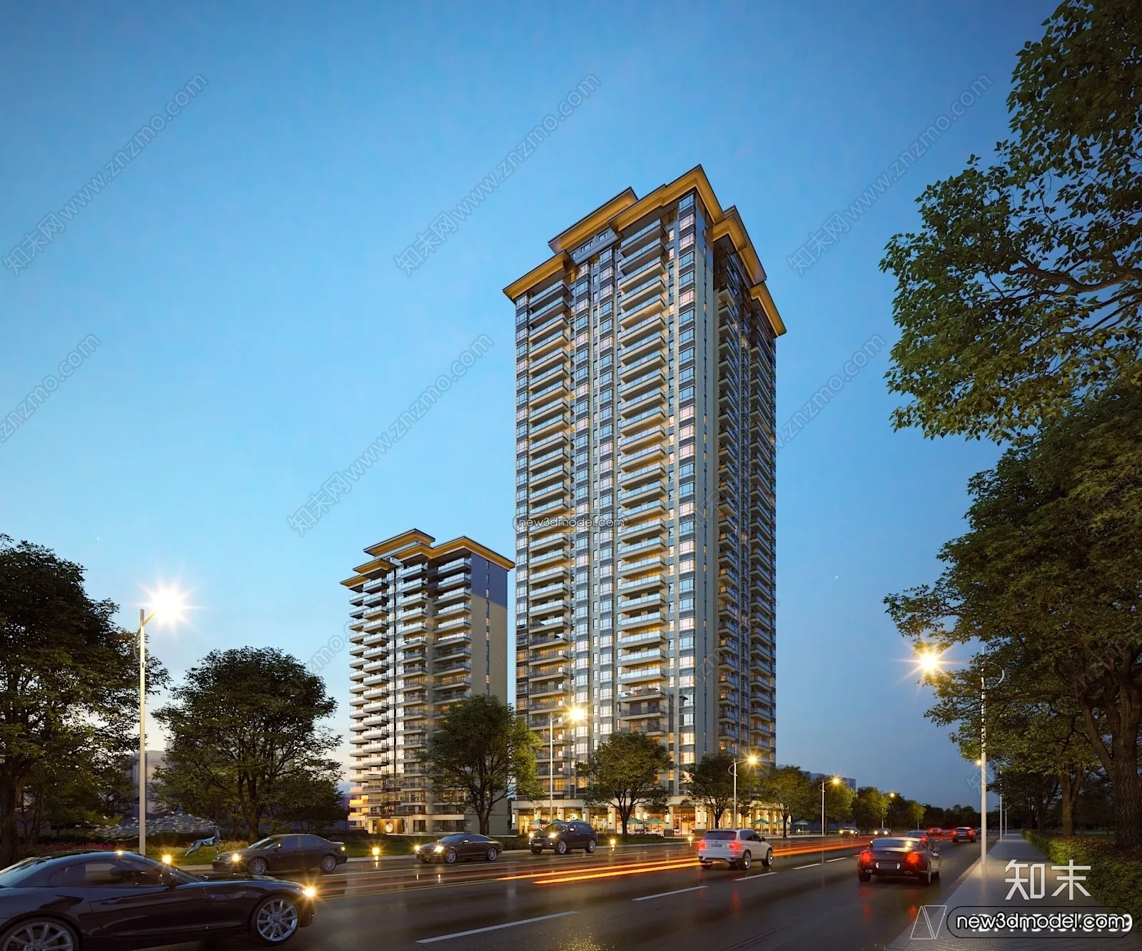 3D Models of Apartment Building – Exterior 3D Scenes – 061 – VRAY