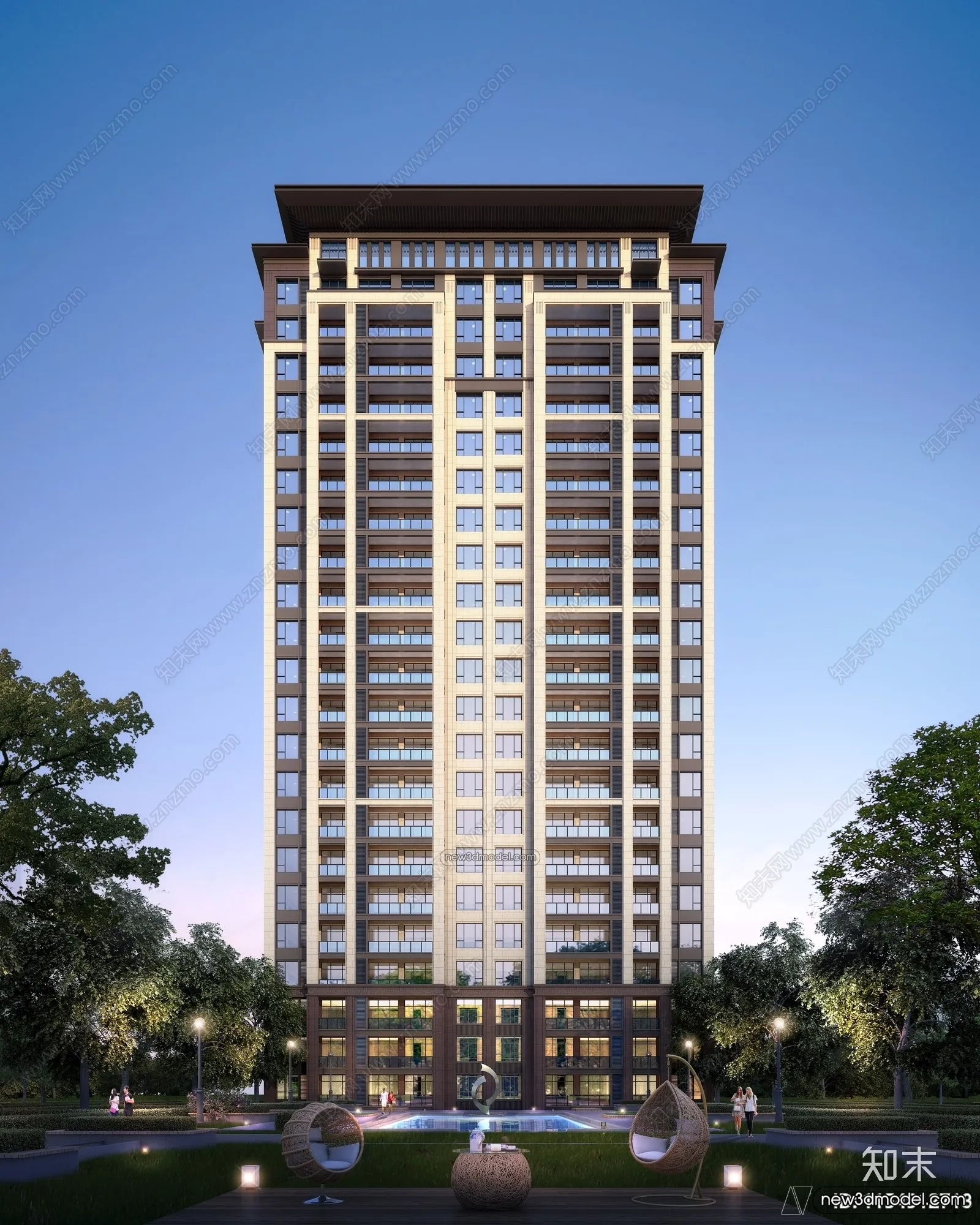 3D Models of Apartment Building – Exterior 3D Scenes – 062 – VRAY