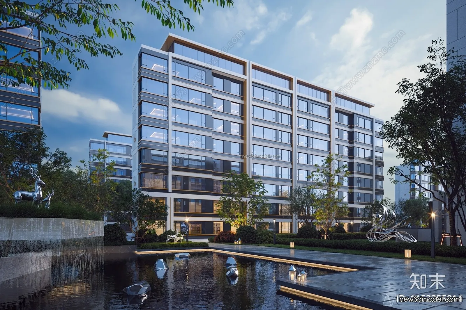 3D Models of Apartment Building – Exterior 3D Scenes – 063 – VRAY