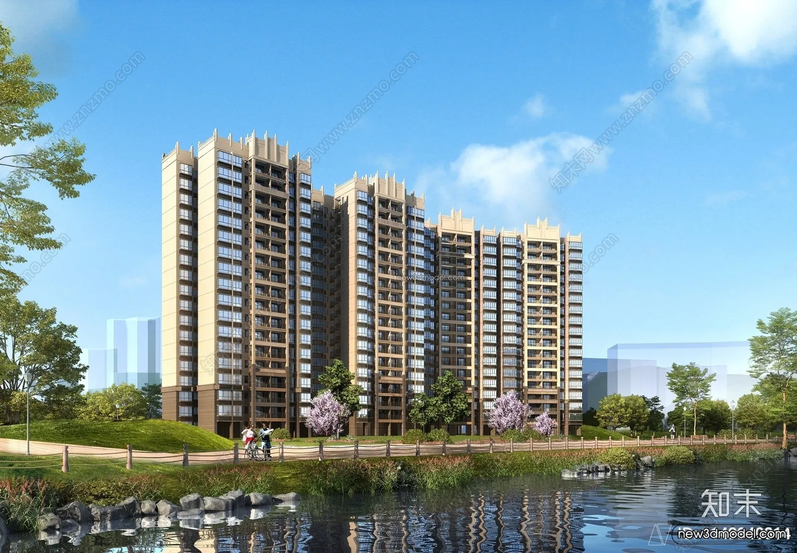 3D Models of Apartment Building – Exterior 3D Scenes – 064 – VRAY