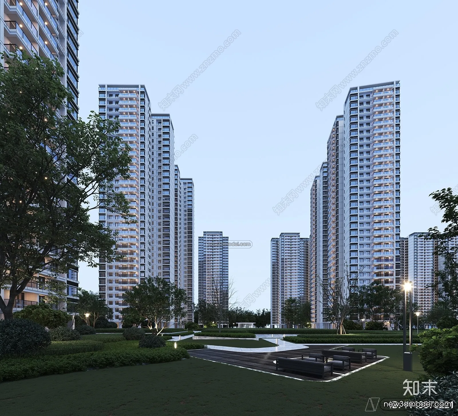 3D Models of Apartment Building – Exterior 3D Scenes – 065 – VRAY