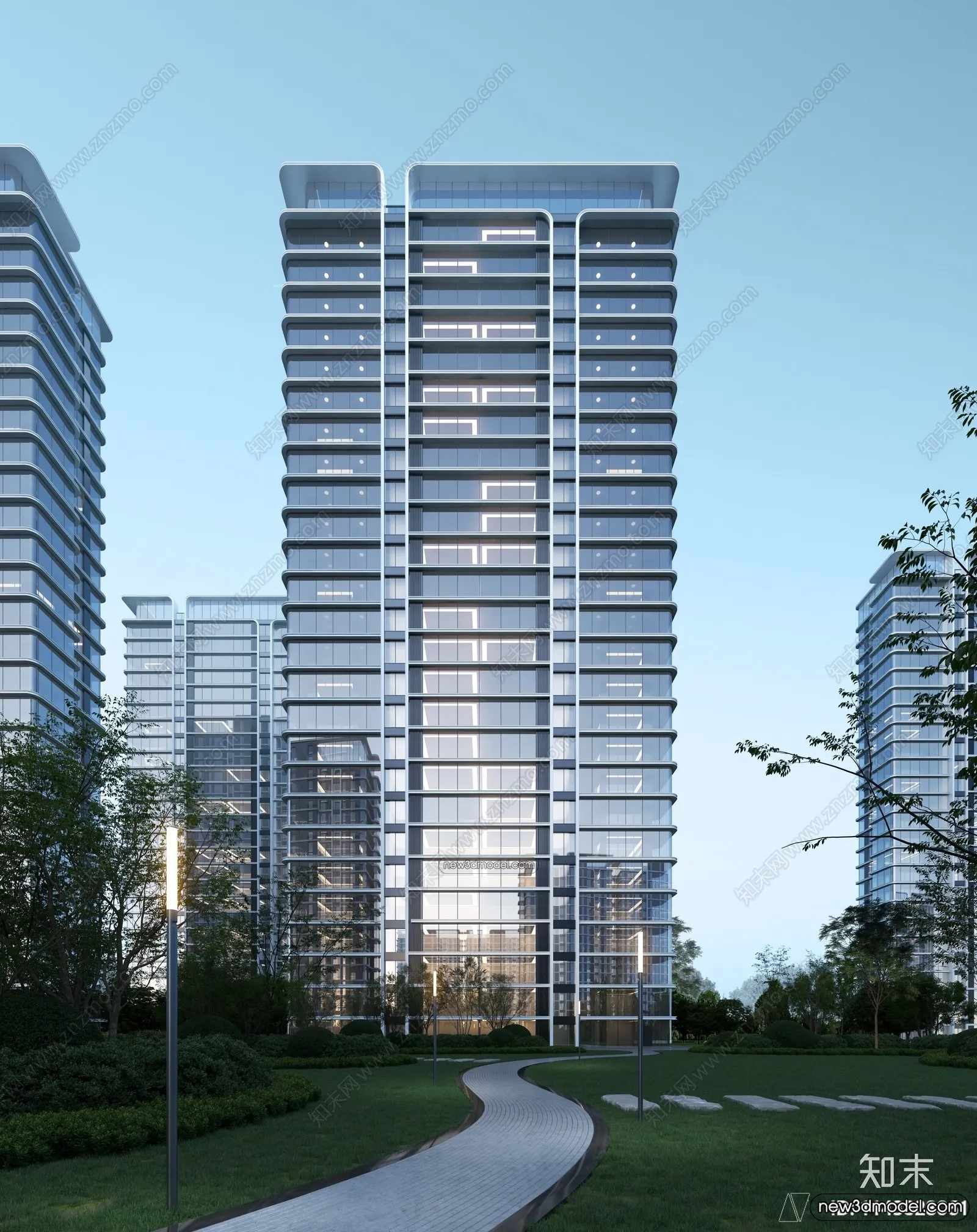 3D Models of Apartment Building – Exterior 3D Scenes – 066 – VRAY