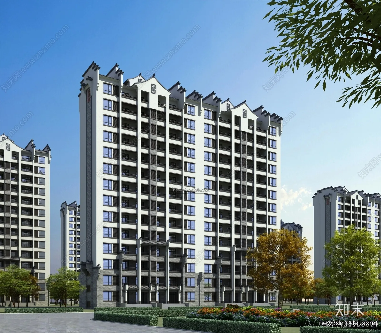 3D Models of Apartment Building – Exterior 3D Scenes – 067 – VRAY