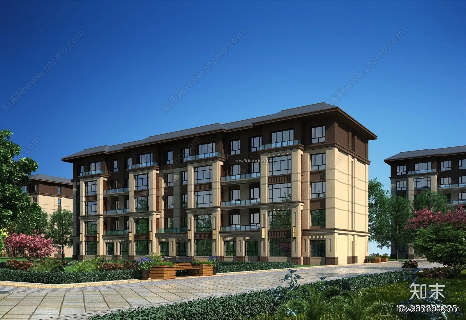 3D Models of Apartment Building – Exterior 3D Scenes – 068 – VRAY