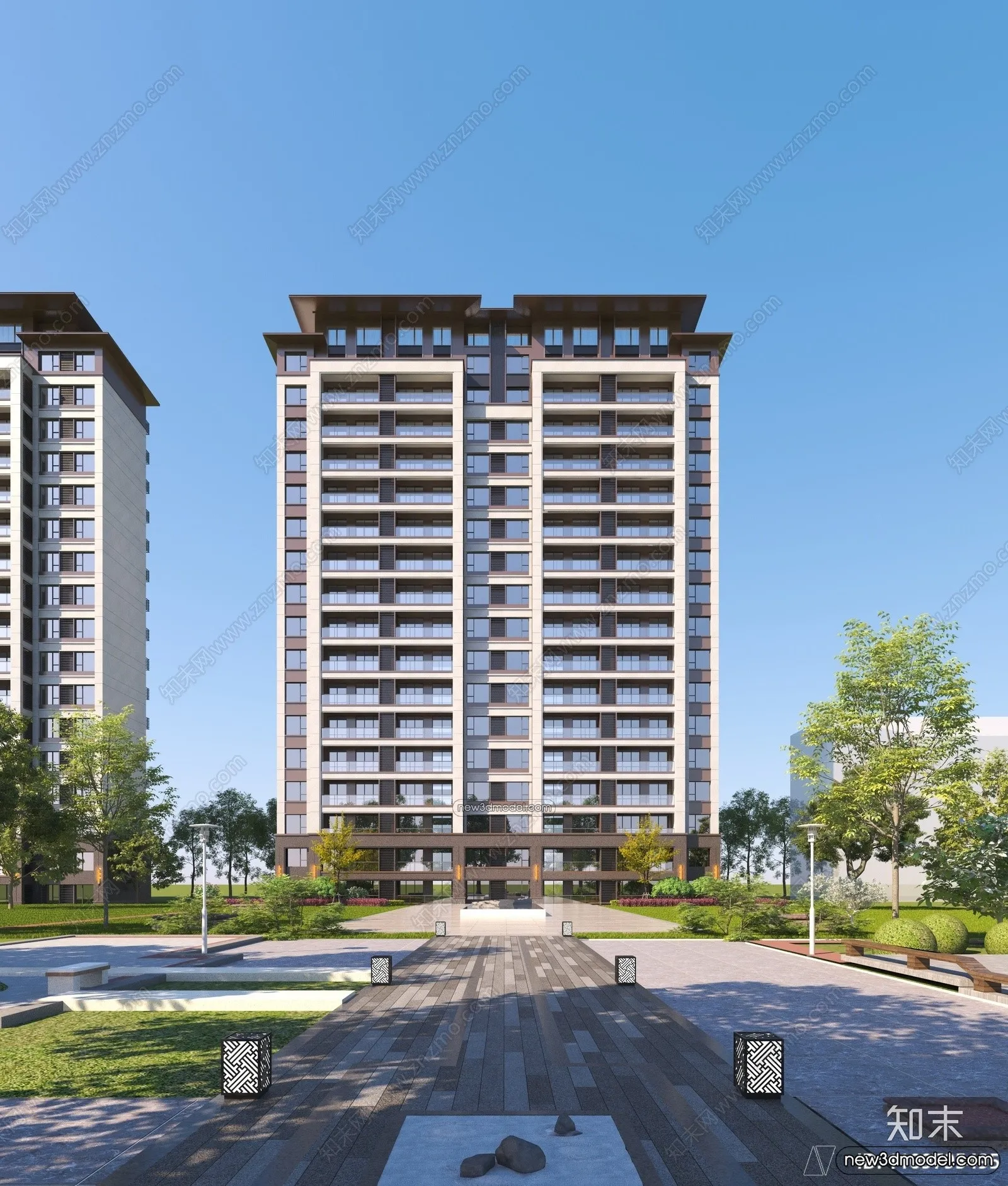 3D Models of Apartment Building – Exterior 3D Scenes – 069 – VRAY