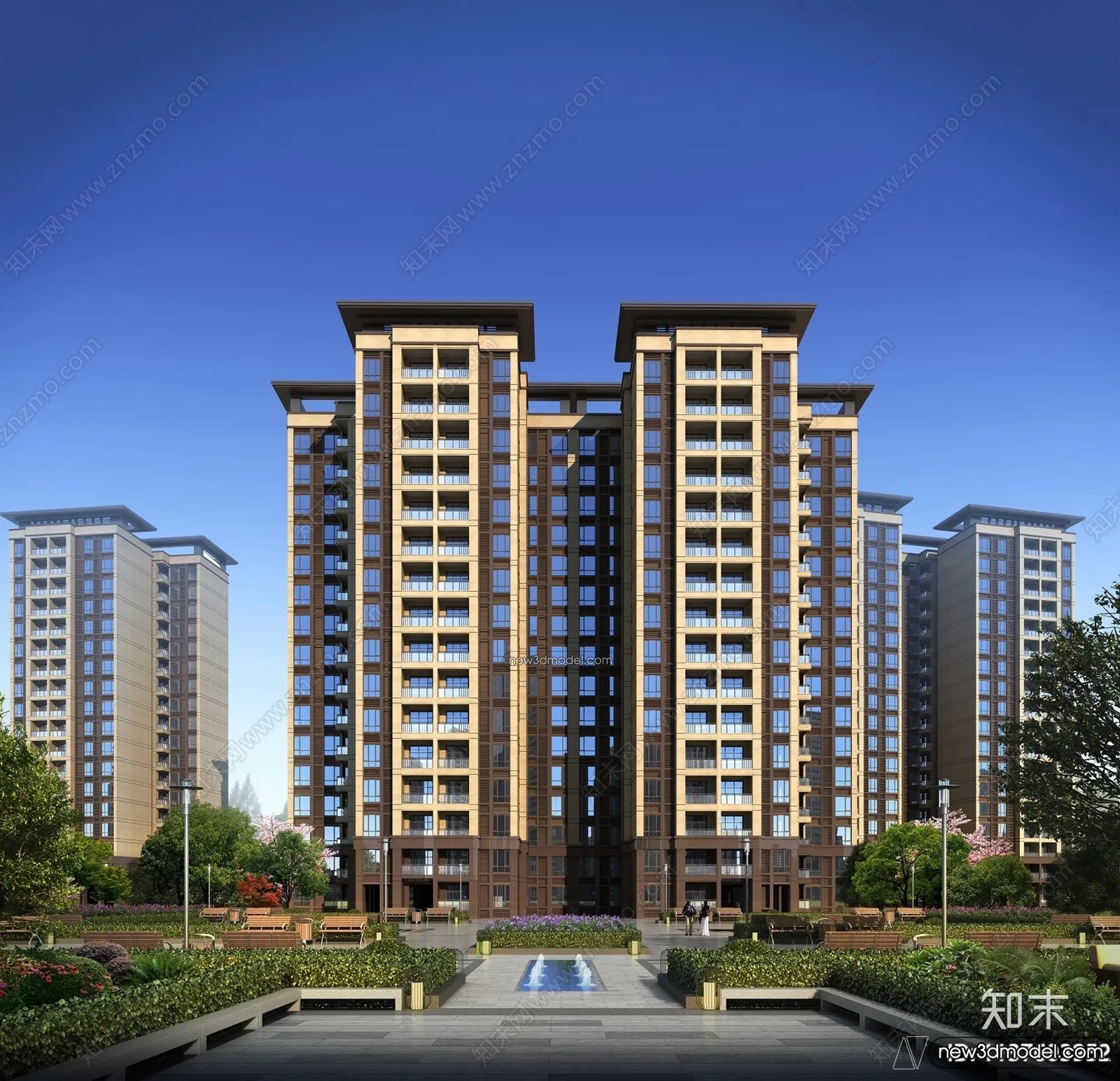 3D Models of Apartment Building – Exterior 3D Scenes – 071 – VRAY